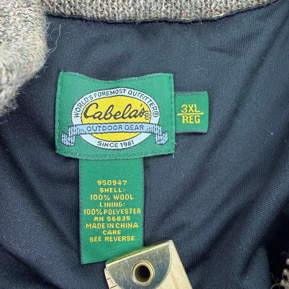 Cabelas Sweater Mens 3XL WindShear 100% Wool 1/4 Zip Poly Lined Elbow Patch